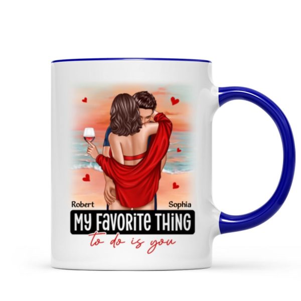 Couple Standing Kissing At Beach Personalized Mug