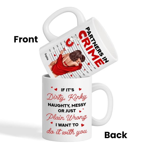 Couple Standing Kissing Partners In Crime Personalized Mug