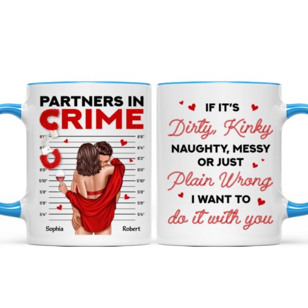 Couple Standing Kissing Partners In Crime Personalized Mug