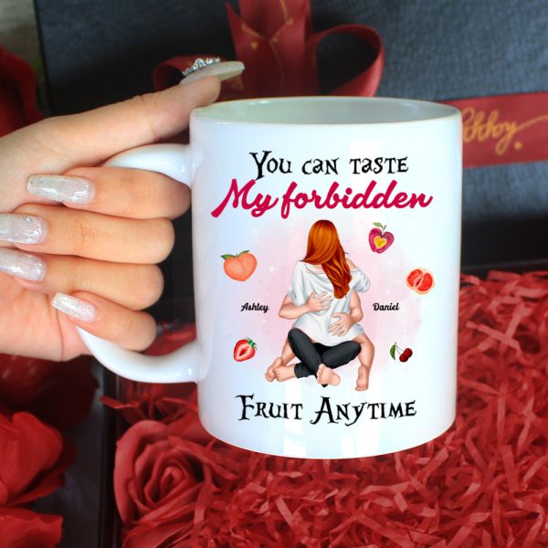 Couple Taste My Forbidden Fruit Anytime, Personalized Couple Coffee Mug, Naughty Gift For Him