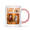 Cozy Fall Vibe Cute Cartoon Girl And Dog Bond That Can't Be Broken Personalized Mug