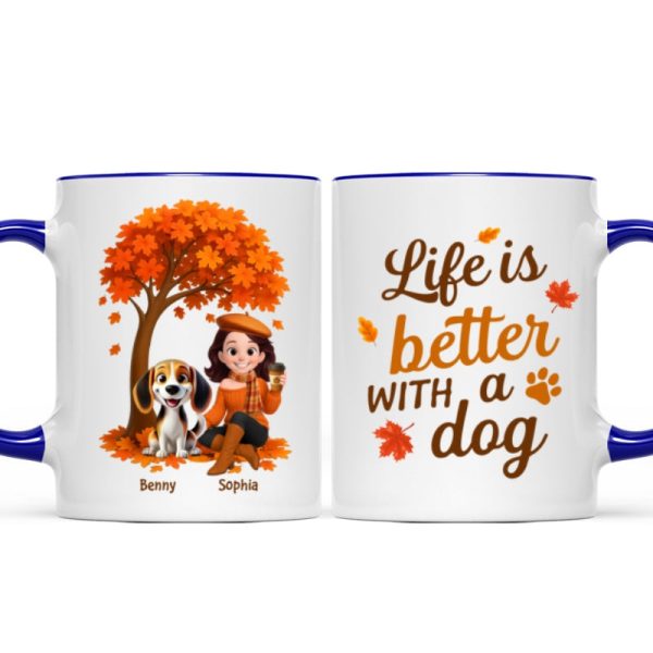 Cozy Fall Vibe Cute Cartoon Life Is Better With A Dog Personalized Mug