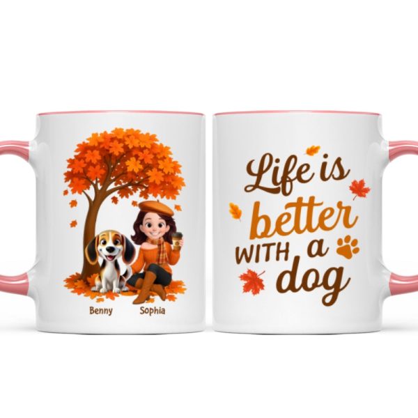 Cozy Fall Vibe Cute Cartoon Life Is Better With A Dog Personalized Mug