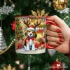 Cozy Fireplace Beagle Personalized Mug, Snuggly Canine Christmas Gift with Custom Name