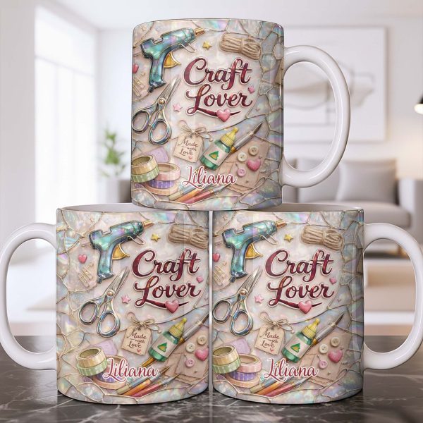 Craft Lover, Made With Love, Glue Gun And Scissors - Personalized Custom Coffee Mug - HOB045_MG