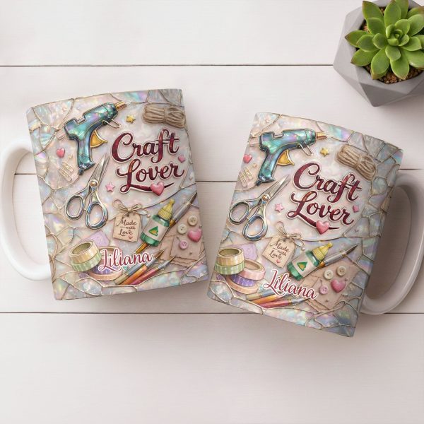 Craft Lover, Made With Love, Glue Gun And Scissors - Personalized Custom Coffee Mug - HOB045_MG