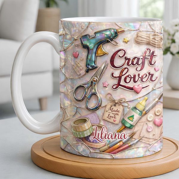 Craft Lover, Made With Love, Glue Gun And Scissors - Personalized Custom Coffee Mug - HOB045_MG