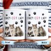 Crazy Cat Lady With Adorable Cats And Paw Prints - Personalized Custom Coffee Mug - PET092_MG