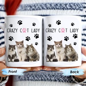 Crazy Cat Lady With Adorable Cats And Paw Prints - Personalized Custom Coffee Mug - PET092_MG