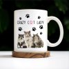Crazy Cat Lady With Adorable Cats And Paw Prints - Personalized Custom Coffee Mug - PET092_MG