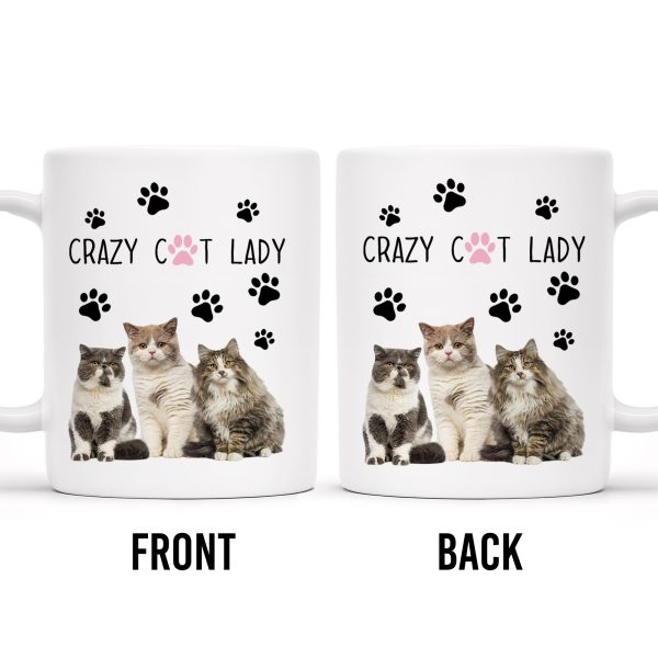 Crazy Cat Lady With Adorable Cats And Paw Prints - Personalized Custom Coffee Mug - PET092_MG