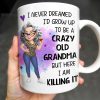 Crazy Old Grandma Killing It Cartoon - Personalized Custom Coffee Mug - GRM105_MG
