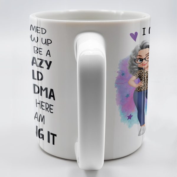 Crazy Old Grandma Killing It Cartoon - Personalized Custom Coffee Mug - GRM105_MG