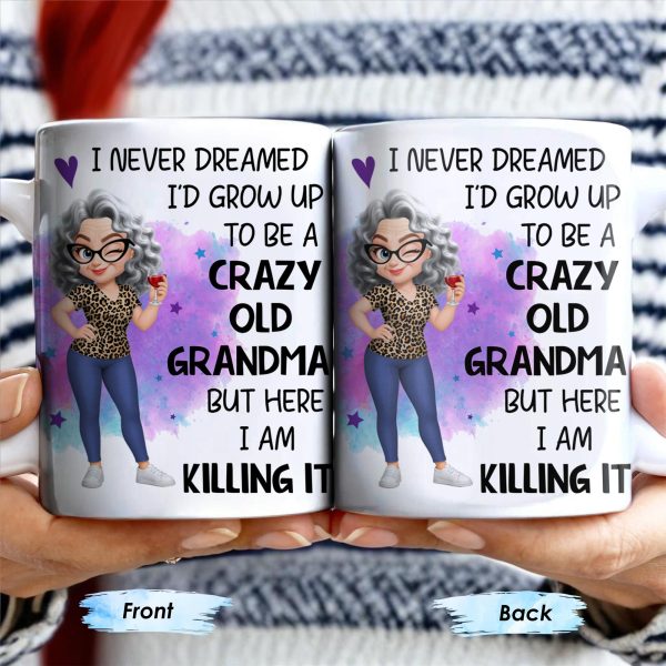 Crazy Old Grandma Killing It Cartoon - Personalized Custom Coffee Mug - GRM105_MG