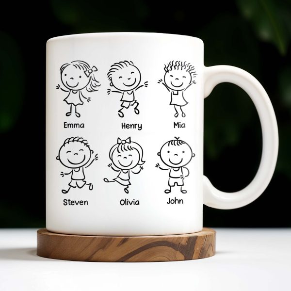 Create A Unique Family Mug With Custom Names And Cartoon Children - Personalized Custom Coffee Mug - DAD030_MG