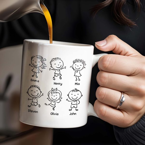 Create A Unique Family Mug With Custom Names And Cartoon Children - Personalized Custom Coffee Mug - DAD030_MG