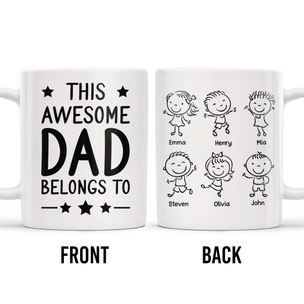 Create A Unique Family Mug With Custom Names And Cartoon Children - Personalized Custom Coffee Mug - DAD030_MG