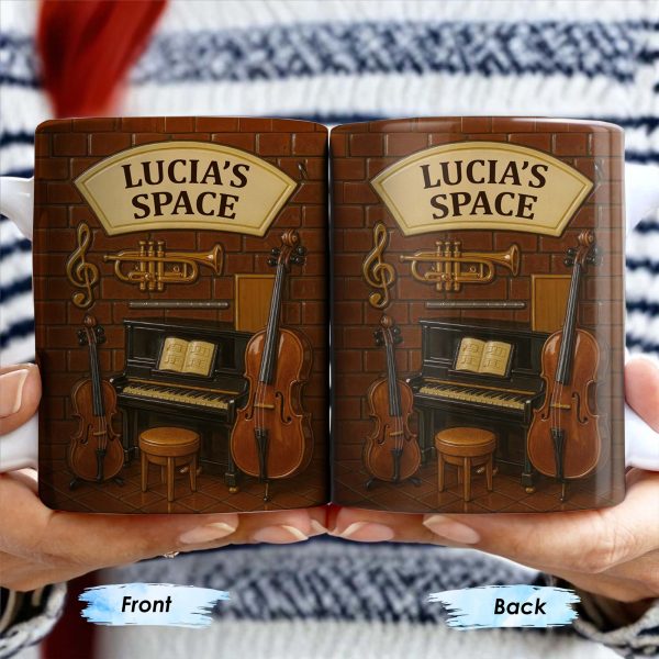 Create Your Own Musical Haven, Musical Instruments and Brick Wall - Personalized Custom Coffee Mug - FAM337_MG