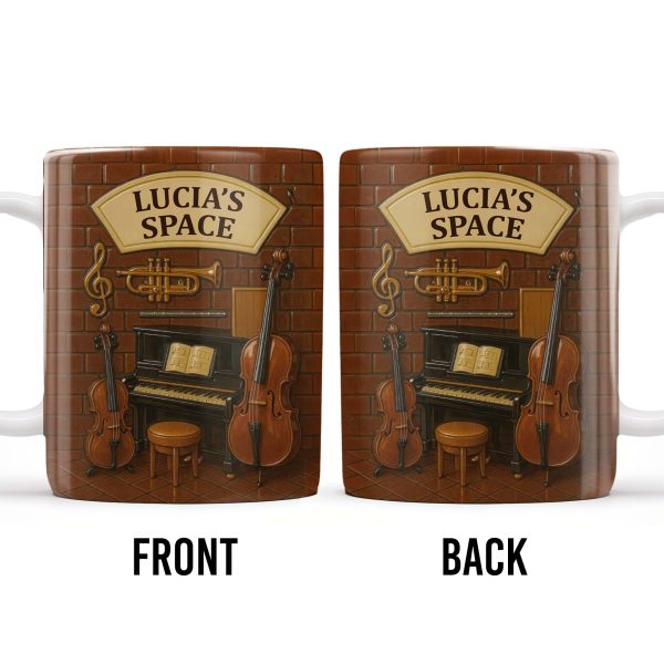 Create Your Own Musical Haven, Musical Instruments and Brick Wall - Personalized Custom Coffee Mug - FAM337_MG
