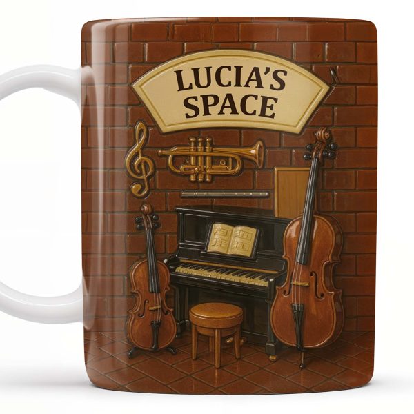 Create Your Own Musical Haven, Musical Instruments and Brick Wall - Personalized Custom Coffee Mug - FAM337_MG