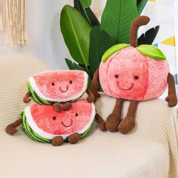 Creative Plush Fruit Toys: Watermelon, Cherry & Apple Dolls for Fun Gifts