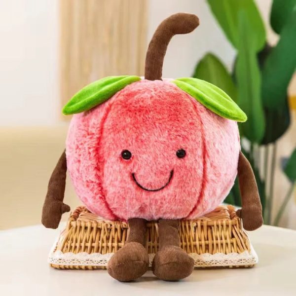 Creative Plush Fruit Toys: Watermelon, Cherry & Apple Dolls for Fun Gifts