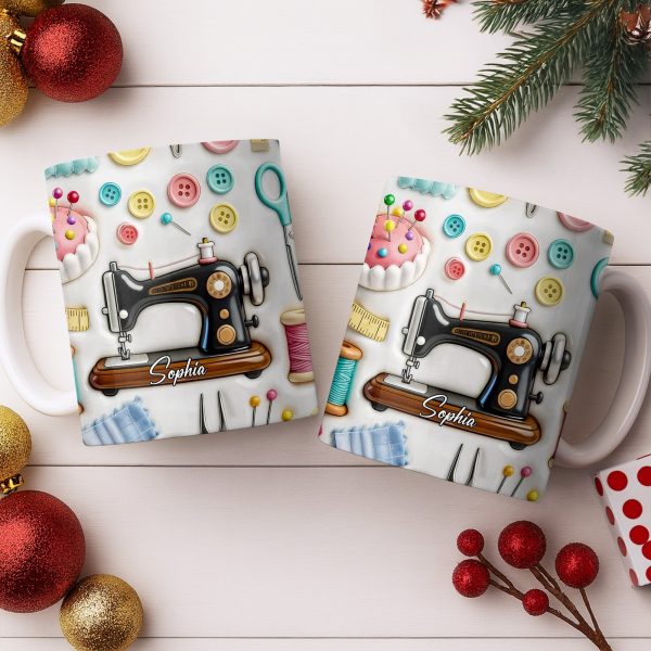 Creative Sewing Machine And Accessories Gift - Personalized Custom Coffee Mug - JBS046_MG