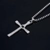 Crystal Cross Pendant Necklace for Men