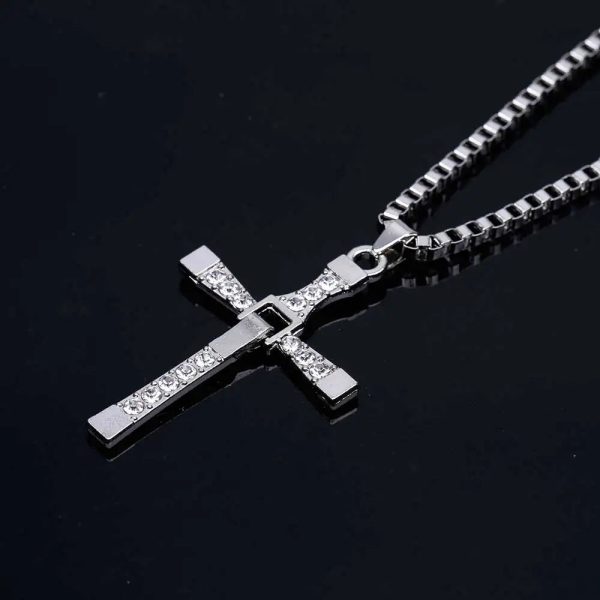 Crystal Cross Pendant Necklace for Men