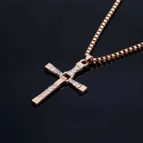Crystal Cross Pendant Necklace for Men