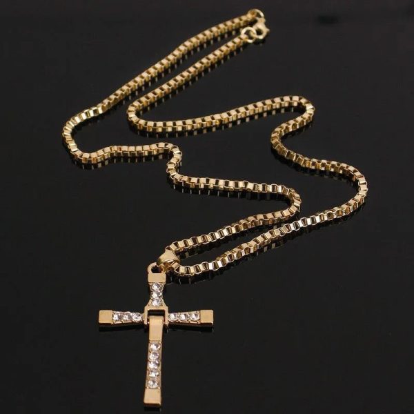 Crystal Cross Pendant Necklace for Men