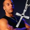 Crystal Cross Pendant Necklace for Men