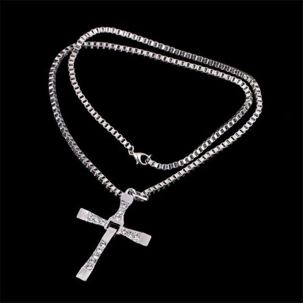 Crystal Cross Pendant Necklace for Men