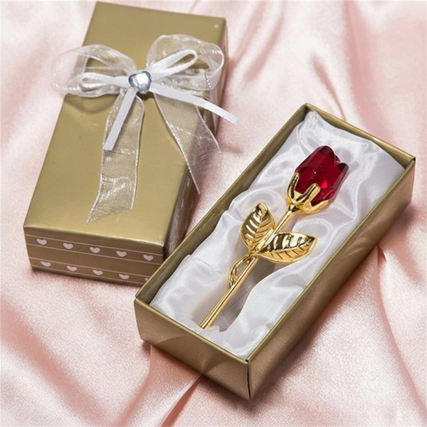 Crystal Glass Rose Figurine for Home and Gift Decor