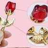 Crystal Glass Rose Ornament in Gift Box