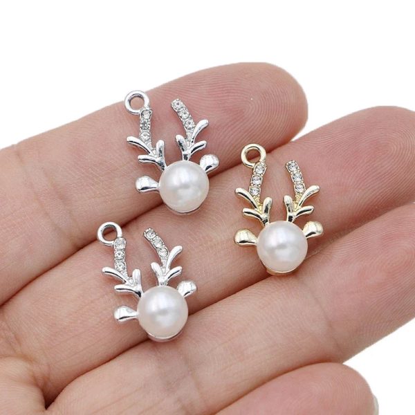 Crystal Pearl Deer Charm Set for Jewelry Making