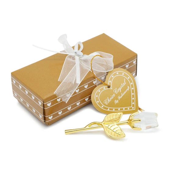Crystal Rose Gold and Silver Artificial Flower Gift Box