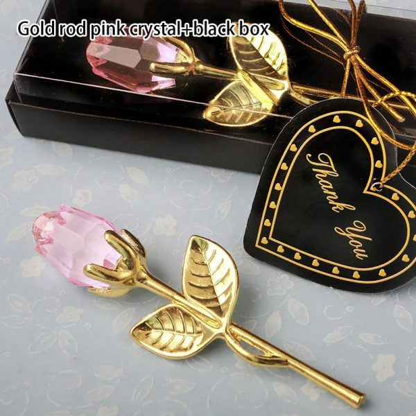 Crystal Rose Gold and Silver Artificial Flower Gift Box