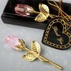 Crystal Rose Gold and Silver Artificial Flower Gift Box
