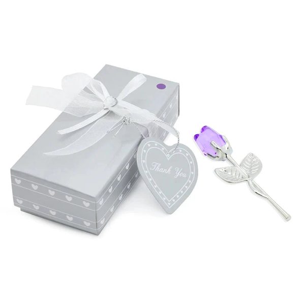 Crystal Rose Gold and Silver Artificial Flower Gift Box