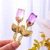 Crystal Rose Gold and Silver Artificial Flower Gift Box