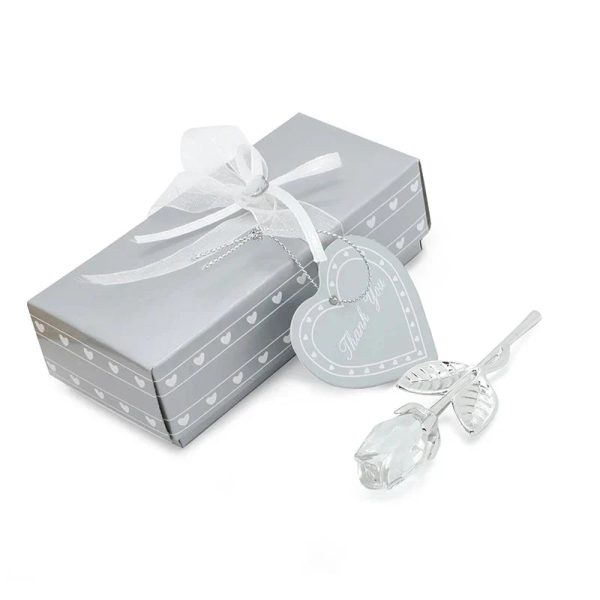Crystal Rose Gold and Silver Artificial Flower Gift Box