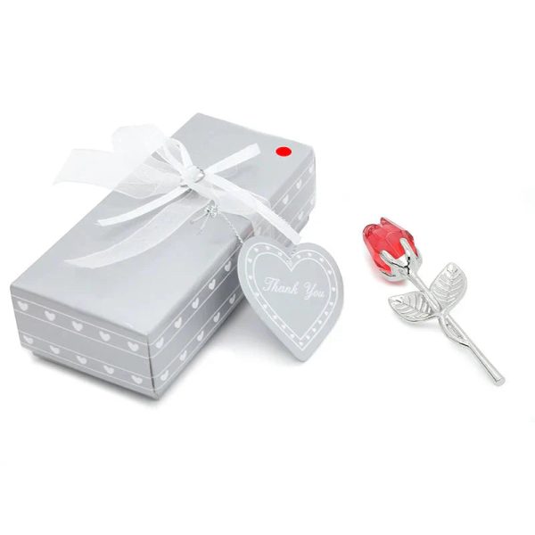 Crystal Rose Gold and Silver Artificial Flower Gift Box