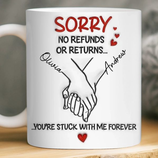 Custom 3D Inflated Effect Printed Mug - Personalized Anniversary Wedding Gifts For Husband And Wife, Him And Her - Side By Side Feels Natural