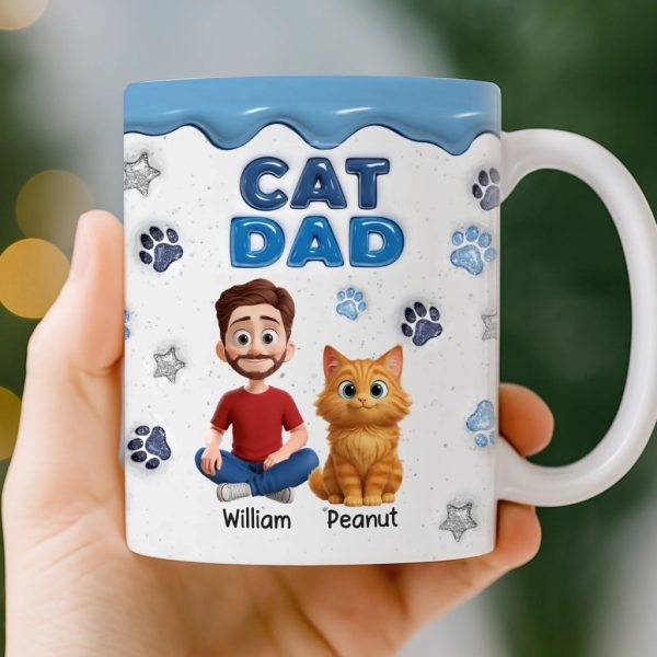 Custom 3D Inflated Effect Printed Mug - Personalized Birthday Gifts For Cat Lovers, Cat Mom And Dad - Living That Cat Life