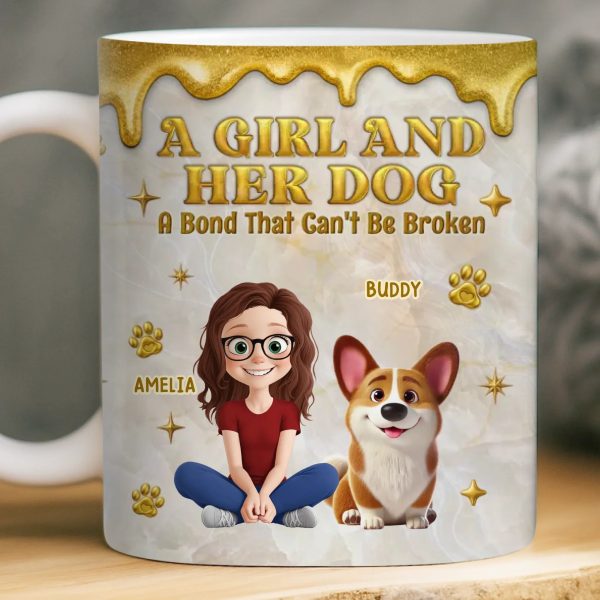 Custom 3D Inflated Effect Printed Mug - Personalized Birthday Gifts For Dog Lovers, Dog Dad And Mom - Paws And Pinky Promises
