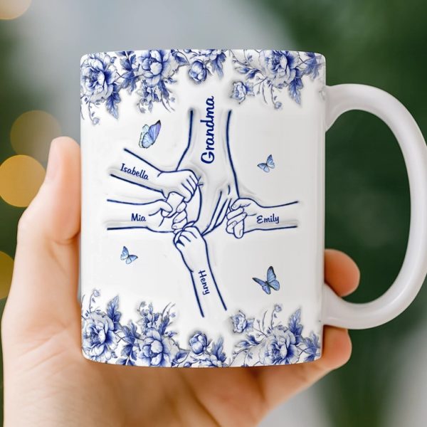 Custom 3D Inflated Effect Printed Mug - Personalized Birthday Gifts For Mom, Grandma - Hand In Hand Through Life