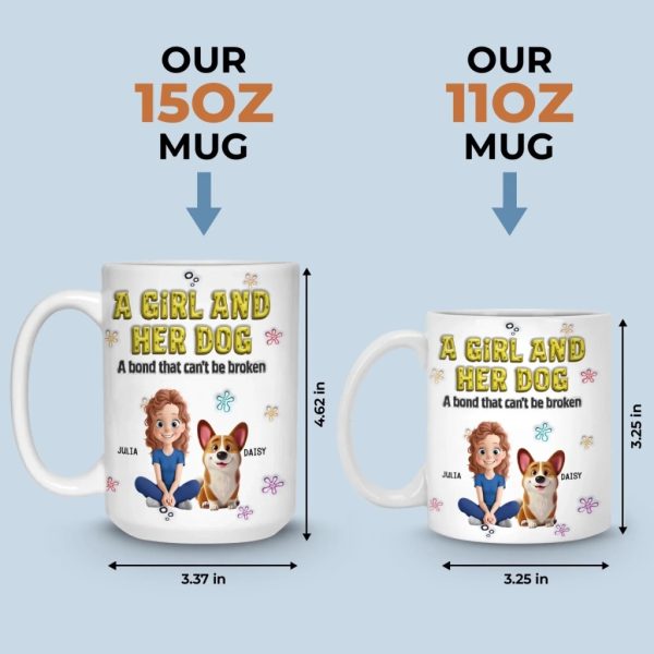 Custom 3D Inflated Effect Printed Mug - Personalized Christmas Birthday Gifts For Dog Lovers, Dog Dad And Mom - Just A Girl And Her Furry Soulmate