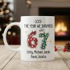 Custom 67 Ceramic Mug with Festive Dotted Numbers, Personalized Year We Survived Joke for Office Friends, Fun & Cute Gift