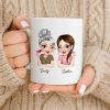 Custom Best Friends Caricature Coffee Mug With Flowers - Personalized Custom Coffee Mug - DAU248_MG